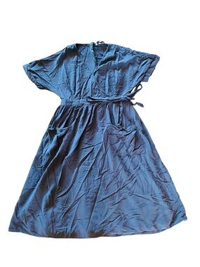 Piper & Scoot Blue Faux Wrap Dress